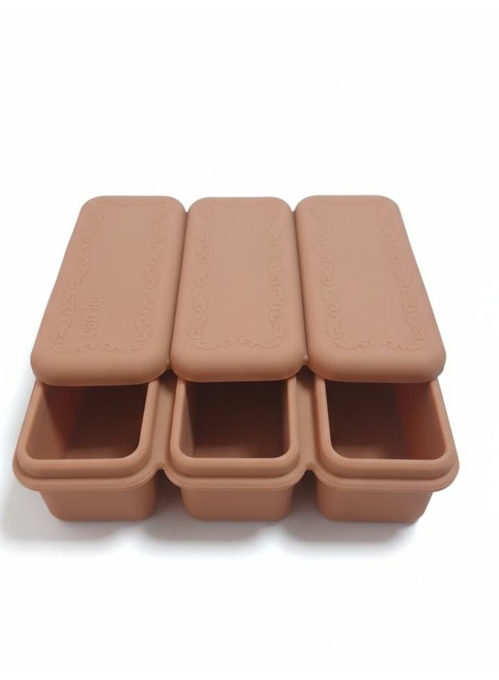 سبيس شوب صواني مكعبات ثلج سيليكون مع أغطية طقم من 3 قوالب مرنة 12 في 9 سم تصميم سهل الإخراج وموفر للمساحة خالية من مادة البيسفينول أ الوان متعدده - Image 1